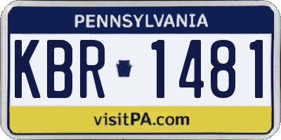 PA license plate KBR1481