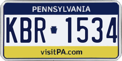 PA license plate KBR1534