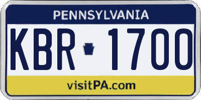 PA license plate KBR1700