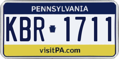 PA license plate KBR1711