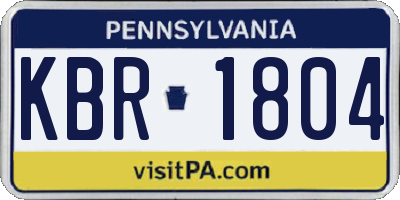 PA license plate KBR1804