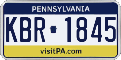PA license plate KBR1845