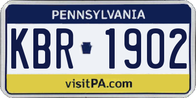 PA license plate KBR1902