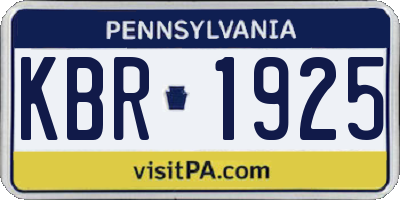 PA license plate KBR1925
