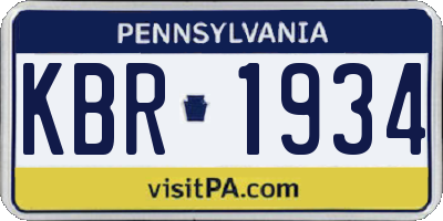 PA license plate KBR1934