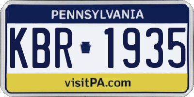 PA license plate KBR1935