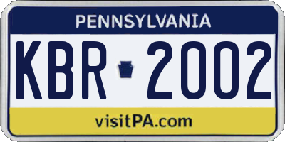 PA license plate KBR2002