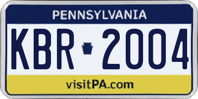 PA license plate KBR2004