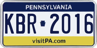 PA license plate KBR2016