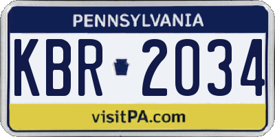 PA license plate KBR2034