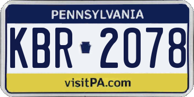 PA license plate KBR2078