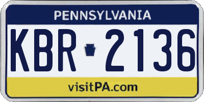 PA license plate KBR2136