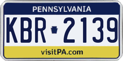 PA license plate KBR2139