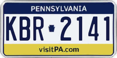 PA license plate KBR2141
