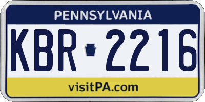 PA license plate KBR2216