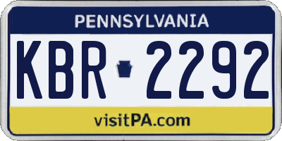 PA license plate KBR2292