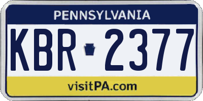 PA license plate KBR2377