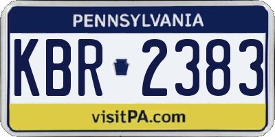 PA license plate KBR2383
