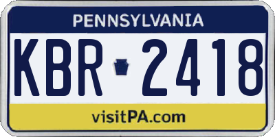 PA license plate KBR2418