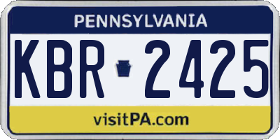 PA license plate KBR2425