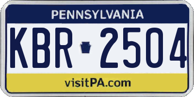 PA license plate KBR2504