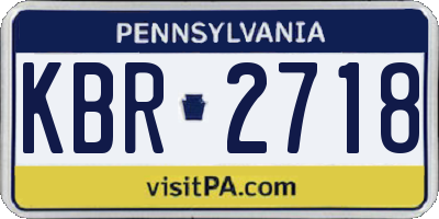 PA license plate KBR2718