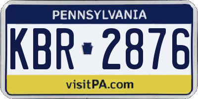 PA license plate KBR2876
