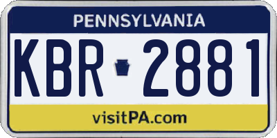 PA license plate KBR2881