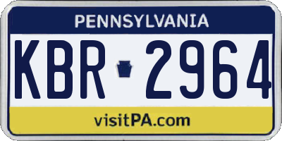 PA license plate KBR2964