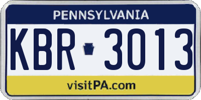 PA license plate KBR3013