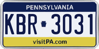 PA license plate KBR3031