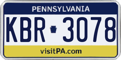 PA license plate KBR3078