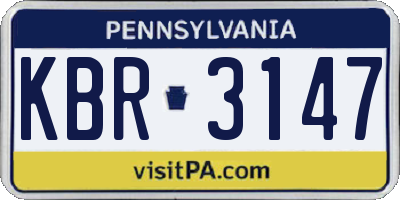 PA license plate KBR3147