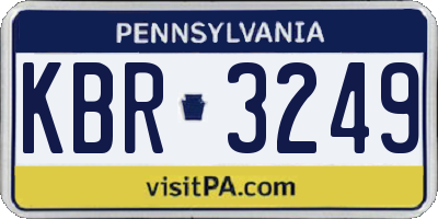PA license plate KBR3249