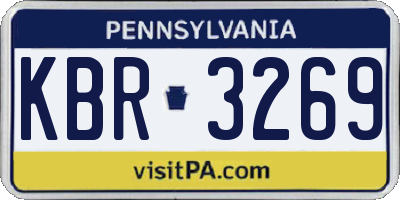 PA license plate KBR3269