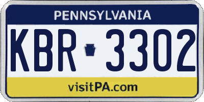 PA license plate KBR3302