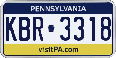 PA license plate KBR3318