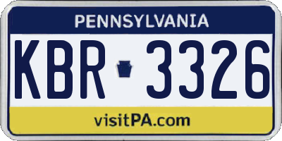 PA license plate KBR3326