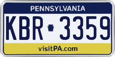 PA license plate KBR3359