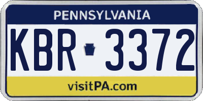 PA license plate KBR3372