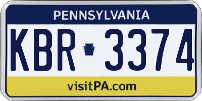 PA license plate KBR3374