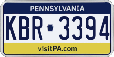 PA license plate KBR3394