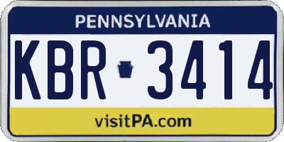 PA license plate KBR3414