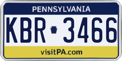 PA license plate KBR3466