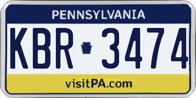 PA license plate KBR3474
