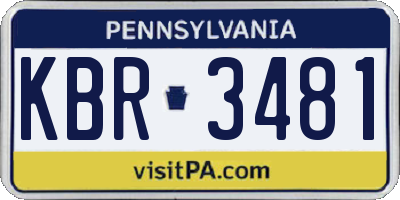 PA license plate KBR3481