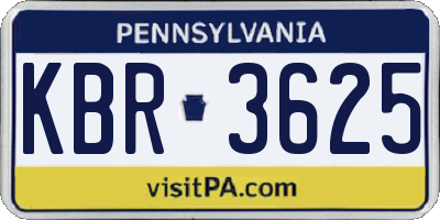 PA license plate KBR3625