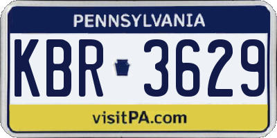 PA license plate KBR3629