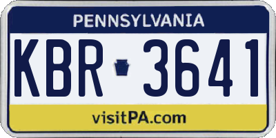 PA license plate KBR3641