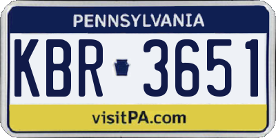 PA license plate KBR3651